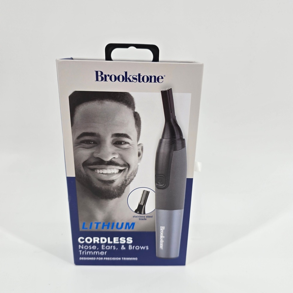Brookstone Nose Ears Brows Trimmer Mens Cordless Lithium Rechargeable Black NIB